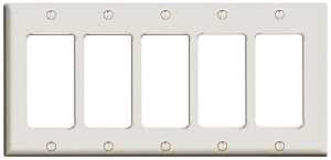 Leviton 80423-W Switch Wallplate, 4-1/2 in L, 2-3/4 in W, 5-Gang, White