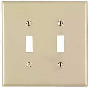 Leviton 00PJ2-00T Switch Wallplate, 4-7/8 in L, 3-1/8 in W, 2 -Gang, Nylon, Light Almond
