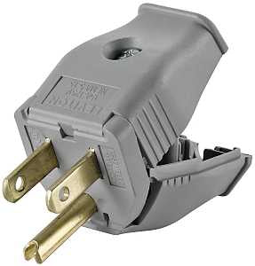 Leviton 3W101-GY Plug, 2-Pole, 15 A, 125 V, Female, NEMA: 5-15P, Gray