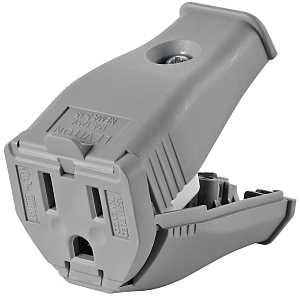 Leviton 3W102-GY Straight Blade Connector, 2-Pole, 15 A, 125 V, Female, NEMA: 5-15R, Gray