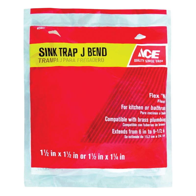 Ace 1-1/2 in. D X 6 in. L PVC Sink Trap J-Bend