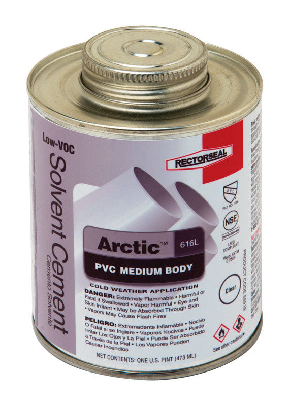 RectorSeal Arctic Clear Solvent Cement For PVC 16 oz