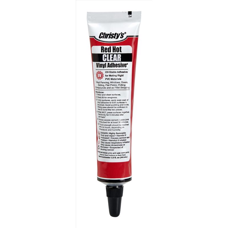 Christy's Red Hot Clear Adhesive and Sealant For PVC/Vinyl 1.5 oz