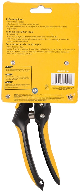 Landscapers Select GP1313/8 Pruning Shear, Steel Blade, Aluminum Handle, Cushion-Grip Handle, 8-1/4 in OAL