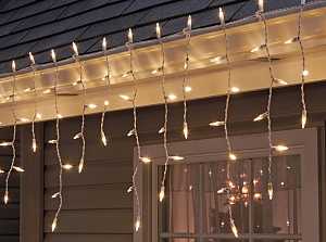 Santas Forest 26518 LED Icicle Lights, White Cord, Clear, 150 ct