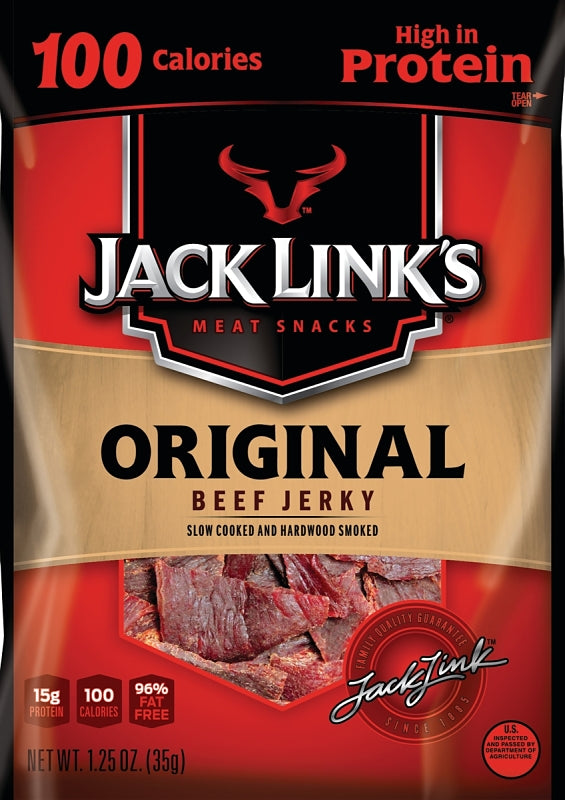 Jack Link's 10000008418 Snack, Jerky, Original, 1.25 oz, Beef, Citric Acid, Flavorings, Pack of 10