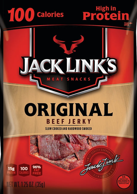Jack Link's 10000008418 Snack, Jerky, Original, 1.25 oz, Beef, Citric Acid, Flavorings, Pack of 10