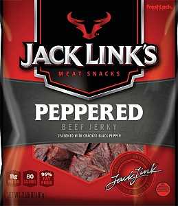 Jack Link's 10000007614 Snack, Jerky, Pepper, 2.85 oz, Beef, Citric Acid, Hydrolyzed Corn Protein, Pack of 8