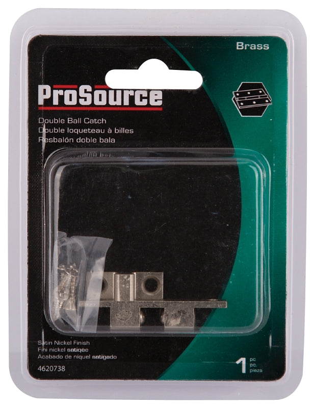 ProSource CB-01CSN-PS Double Ball Catch, Brass, Satin Nickel, Satin Nickel