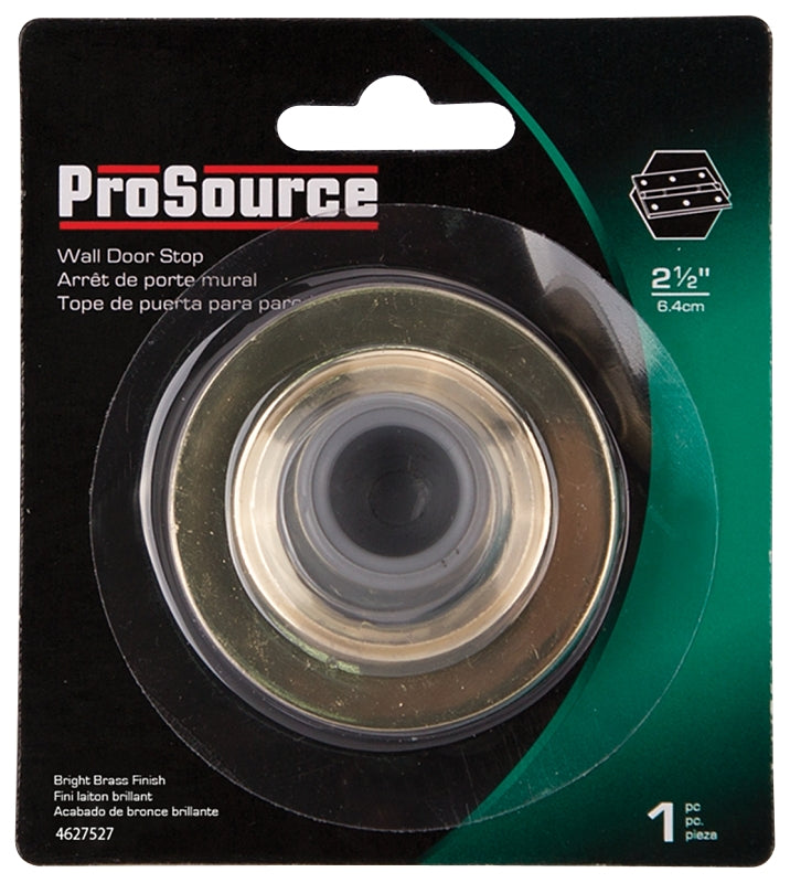 ProSource LR-005-PS Door Stop, 2-1/2 in Dia Base, 2-1/2 in Dia Base x 1 in H Projection, Steel & Rubber