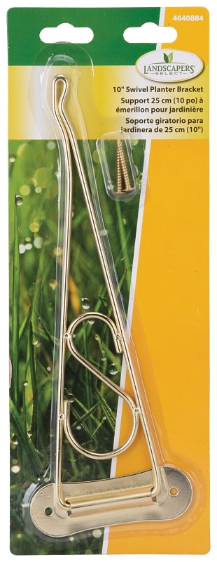 Landscapers Select GB0193L Planter Bracket, 10-3/8 L, Steel, Brass, Wall Mount Mounting