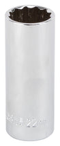 Vulcan MT6528983 Drive Socket, 22 mm Socket, 1/2 in Drive, 12-Point, Chrome Vanadium Steel, Chrome