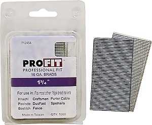ProFIT 0712454 Series Finish Nail, Glue Collation, 1-3/4 in L, 16 Gauge, Steel, Electro-Galvanized, Brad Head