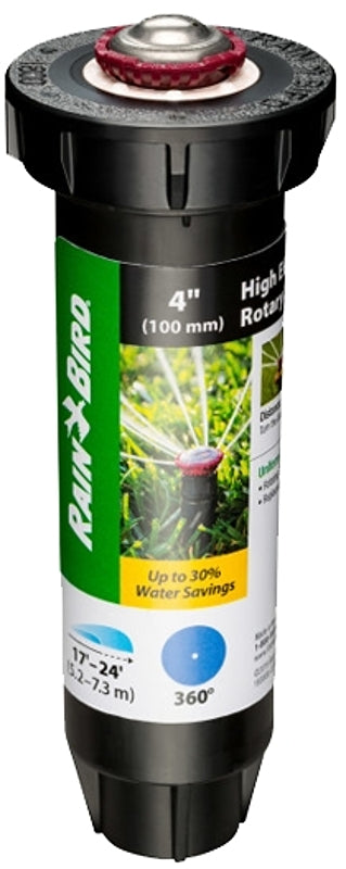 Rain Bird 22SAFPRO Mini Rotor Sprinkler, Full-Circle, 4 gpm, 1/2 in Connection, FPT, 4 in H Pop-Up, 17 to 24 ft, Plastic