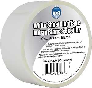 IPG 5518USW Sheathing Tape, 50 m L, 48 mm W, Polypropylene Backing, White