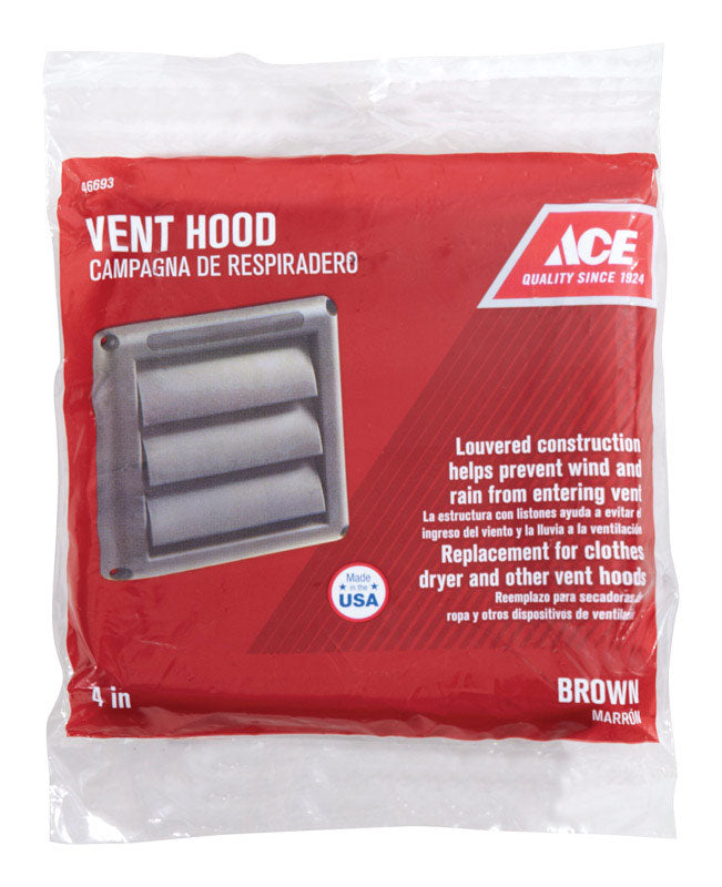 Ace 4 in. W X 4 in. L Brown Plastic Replacement Vent Hood, Pack of 6