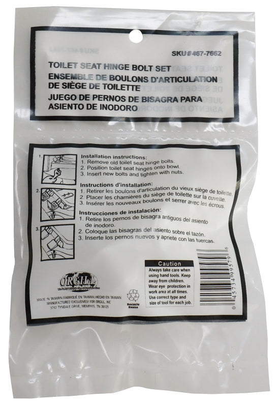 ProSource PMB-215-3L Toilet Seat Hinge Bolt Set, For: Toilet
