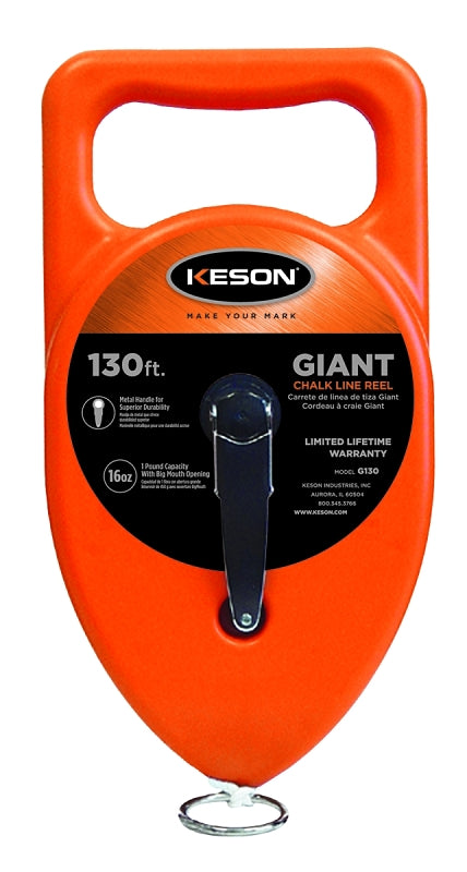 Keson G130 Chalk Line Reel, 24 oz Chalk Capacity, 130 ft L Line