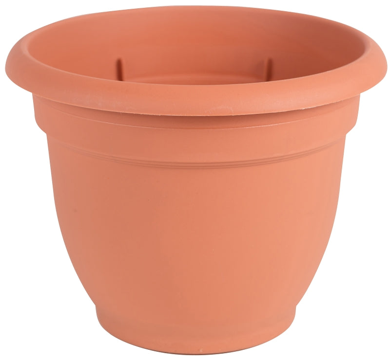 Bloem 20-56106 Planter, 6 in Dia, 5-1/4 in H, 6-1/2 in W, Round, Plastic, Terra Cotta, Pack of 10