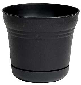 Bloem SP0700 Planter, 7.3 in Dia, 6-1/2 in H, Round, Plastic, Black, Matte, Pack of 12