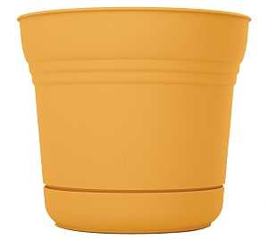 Bloem SP1223 Planter, 12 in Dia, 10.8 in H, 12.3 in W, Saturn Design, Earthy Yellow, Matte