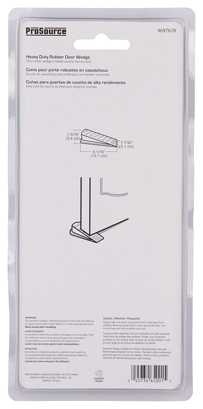 ProSource FE-S801-PS Heavy-Duty Hinge Pin Door Stop, 1-7/32 in W x 5-1/16 in L x 1-5/16 in H Projection, Rubber, Brown