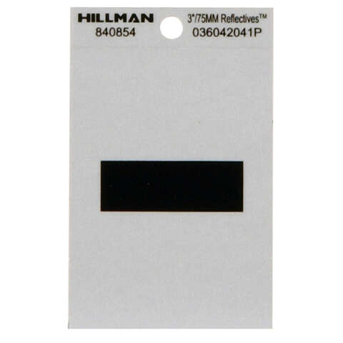 HILLMAN 3 in. Reflective Black Vinyl Self-Adhesive Special Character Hyphen 1 pc, Pack of 6