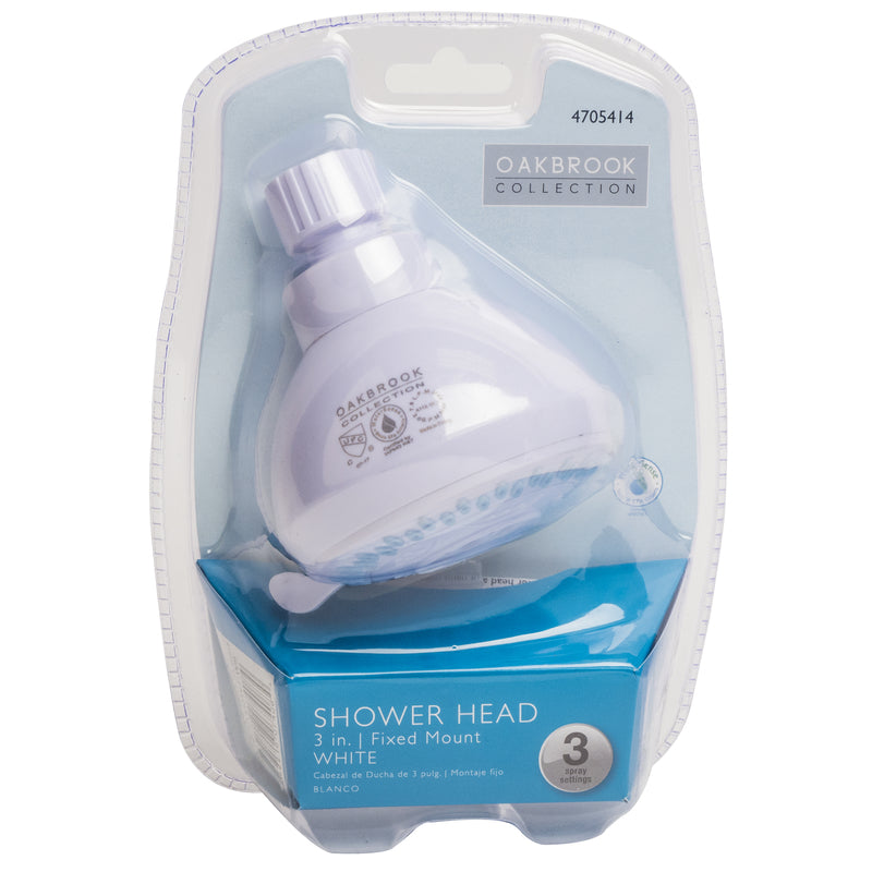 OakBrook White PVC 3 settings Wallmount Showerhead 1.8 gpm