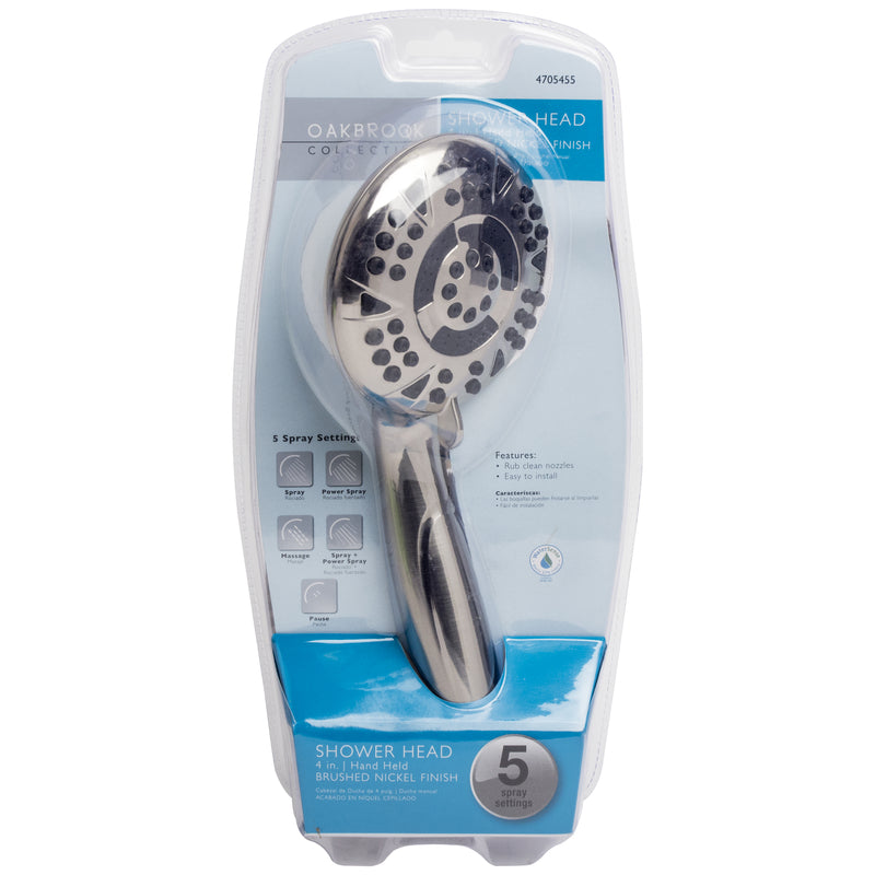 OakBrook Brushed Nickel PVC 5 settings Handheld Showerhead 1.8 gpm