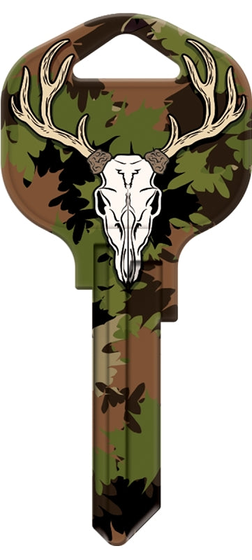 Hy-Ko 15005KW1-DEER Key Blank, Deer with Camo, Brass, Nickel-Plated, For: Kwikset KW1 Keyways, KW1 Key Number, Pack of 5
