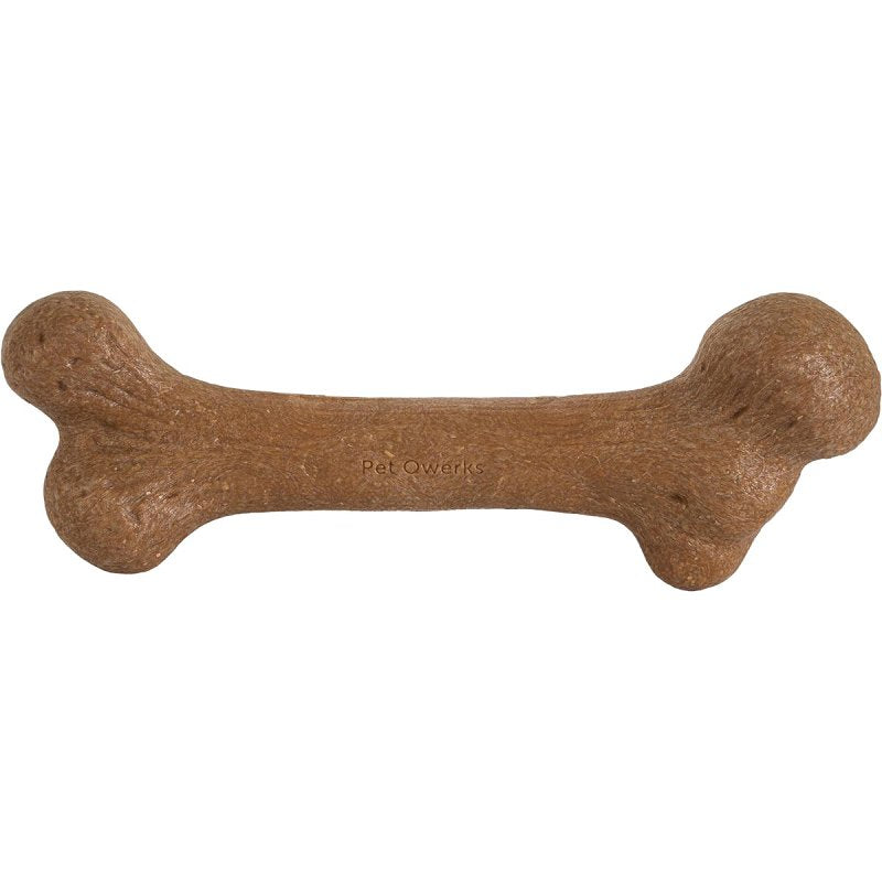Petmate BarkBone 36036 Dog Toy, M, Peanut Butter, Chew, Natural Instincts Infused Wood Dinosaur, Nylon