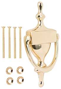 ProSource HR4004PB-PS Door Knocker, Brass, Bright Brass, 6-5/16 in Mounting Hole Center to Center