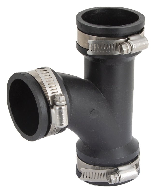 ProSource QT-150 Flexible Pipe Tee, PVC, Black