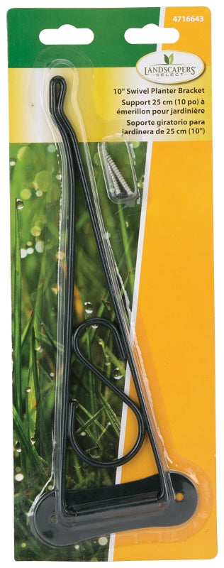 Landscapers Select GB0223L Planter Bracket, 10-3/8 L, Steel, Forest Green, Wall Mount Mounting