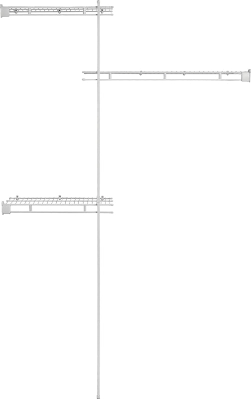 ClosetMaid 1640 Series Closet Organizer Kit, 60 in W x 12 in D x 78 in H Dimensions, Steel, White, Vinyl-Coated