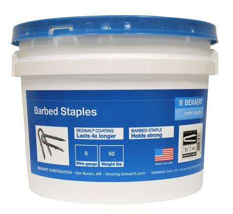 Bekaert 162837 Series Barbed Fence Staple, 12 in L, Bezinal-Coated, 8 ga Wire, 2 in