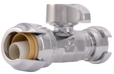 SharkBite 23049-0000LF Stop Valve, 1/2 x 1/4 in Connection, Compression, 200 psi Pressure, Brass Body