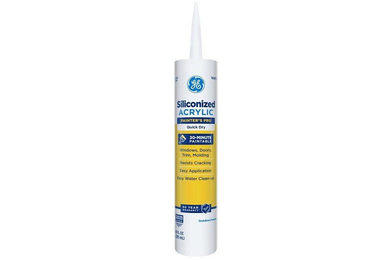 GE Max Shield Painter’s Pro 2737291 Advanced Polymer Sealant, White, 24 hr Curing, 10.1 fl-oz Cartridge