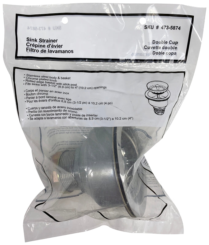 ProSource 122043-3L Basket Strainer Assembly, 4-1/2 in Dia, For: 3-1/2 to 4 in Dia Opening Sink