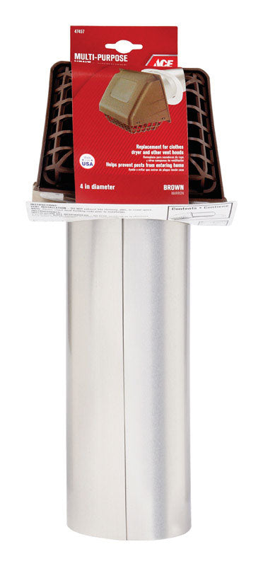 Ace 4 in. W X 6 in. L Brown Plastic Dryer Vent Hood, Pack of 6