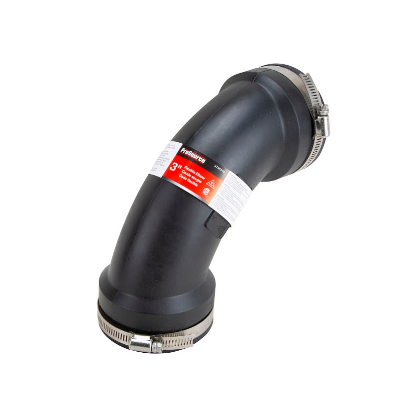 ProSource QL-300 Qwik Pipe Elbow, 3 in, 90 deg Angle, PVC, Black