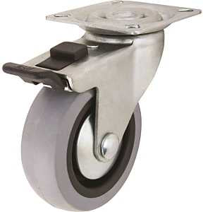 Shepherd Hardware G1 Series 3546 Swivel Caster with Brake, 3 in Dia Wheel, TPR Wheel, Gray, 121 lb