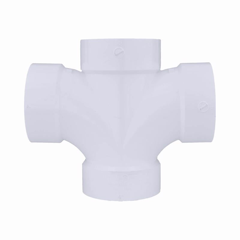 Charlotte Pipe Schedule 40 4 in. Hub X 4 in. D Hub PVC Double Sanitary Tee 1 pk