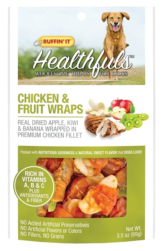 Ruffin'It 08302 Wholesome Dog Treat, 3.5 oz, Ingredients: Kiwi and Banana Wrapped in Premium Chicken Fillet