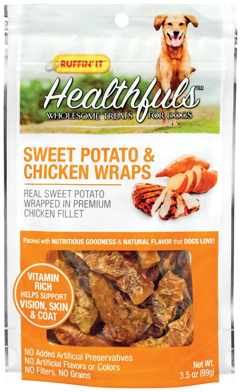 Ruffin'It 08316 Wholesome Dog Treat, 3.5 oz, Ingredients: Sweet Potato Wrapped in Premium Chicken Fillet