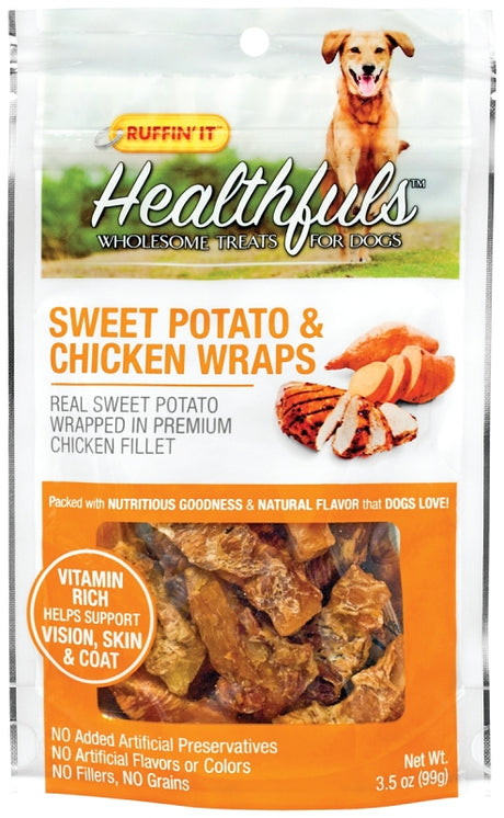Ruffin'It 08316 Wholesome Dog Treat, 3.5 oz, Ingredients: Sweet Potato Wrapped in Premium Chicken Fillet
