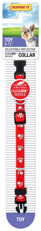 Ruffin'It 39201 Reflective Dog Collar, 8 to 12 in L, 3/8 in W, Nylon, Assorted, Pack of 3