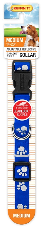 Ruffin'It 39242 Reflective Dog Collar, 14 to 20 in L, 3/4 in W, Nylon, Assorted, Pack of 3