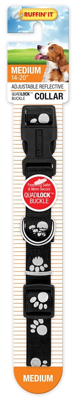 Ruffin'It 39242 Reflective Dog Collar, 14 to 20 in L, 3/4 in W, Nylon, Assorted, Pack of 3