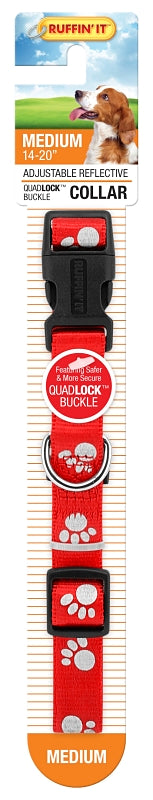 Ruffin'It 39242 Reflective Dog Collar, 14 to 20 in L, 3/4 in W, Nylon, Assorted, Pack of 3